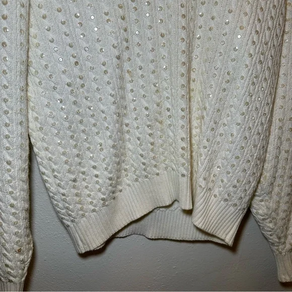Eleanor P Brenner Vintage Gold Trim White Sweater Size Small - Picture 4 of 10